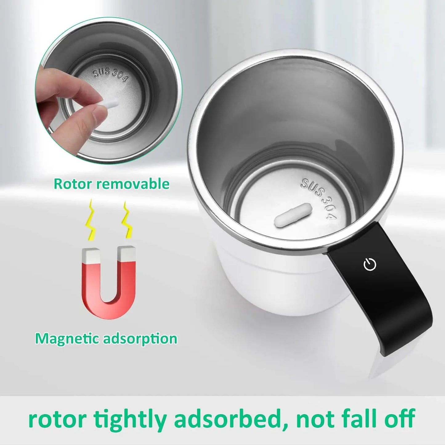 StirSmart™ Magnetic Self-Stirring Mug – USB Rechargeable Thermal Coffee Cup with LCD Screen & Food-Safe Design