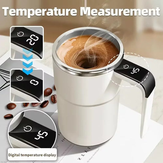 StirSmart™ Magnetic Self-Stirring Mug – USB Rechargeable Thermal Coffee Cup with LCD Screen & Food-Safe Design