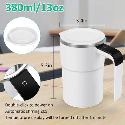 StirSmart™ Magnetic Self-Stirring Mug – USB Rechargeable Thermal Coffee Cup with LCD Screen & Food-Safe Design