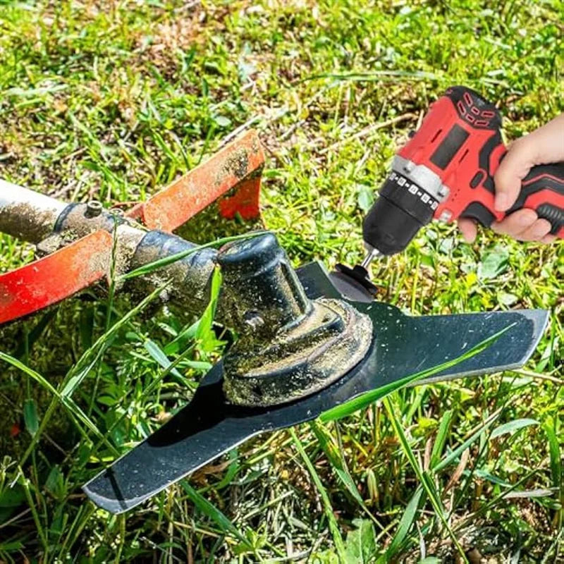 BladeMate™ Lawn Mower Blade Sharpener Tool – Universal Power Drill Attachment for Sharpening Lawn Mower, Tractor, and Garden Blades (3pcs/4pcs Set, Durable Corundum Stone)