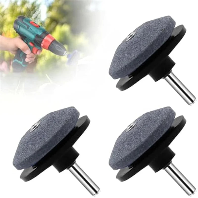BladeMate™ Lawn Mower Blade Sharpener Tool – Universal Power Drill Attachment for Sharpening Lawn Mower, Tractor, and Garden Blades (3pcs/4pcs Set, Durable Corundum Stone)